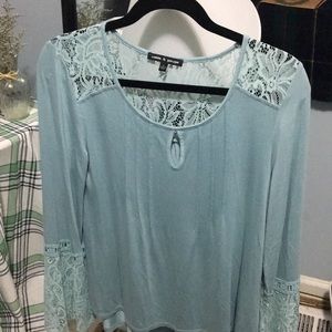 Blue lace blouse